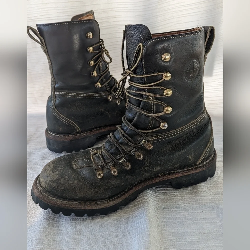 Vintage Herman Survivor Mans Dark Green Leather Combat Boot Size 8